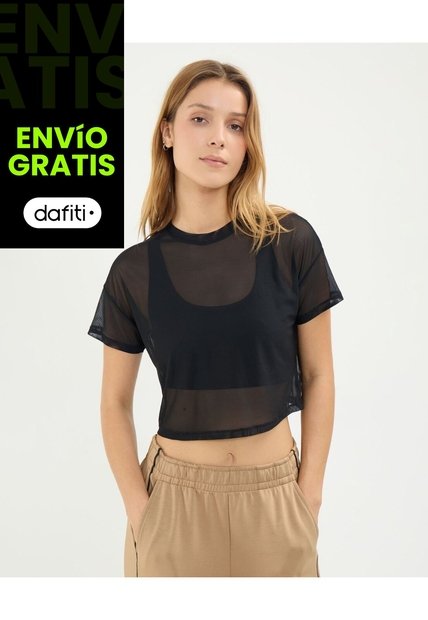 Camiseta Malla Deportiva Para Mujer  Deportiva  Color Negro Marca Atmos