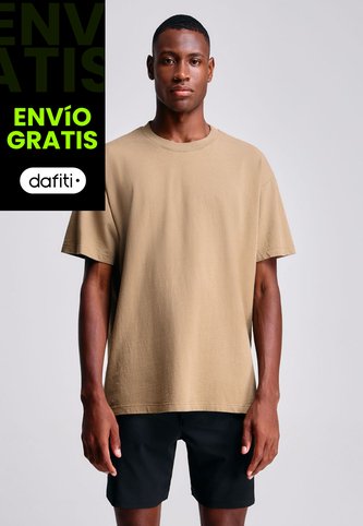 Camiseta Oversize Con Desgastes  Para Hombre Café Atmos Atmos