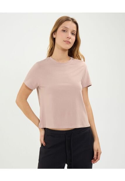 Camiseta Para Mujer Manga Corta Cuello Redondo Color Rosado Marca Atmos #31090202