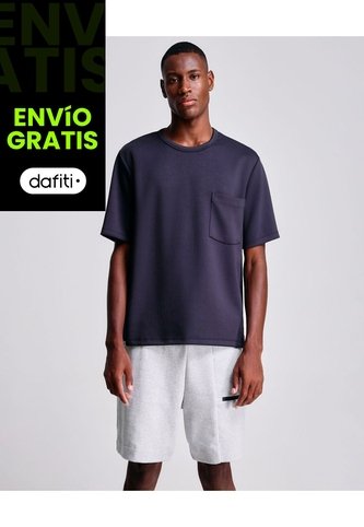 Camiseta Relaxed Fit Manga Corta Con Bolsillo  Para Hombre Azul Atmos Atmos