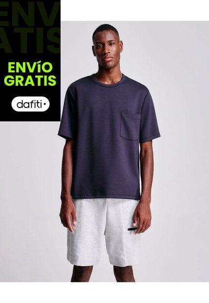 Camiseta Relaxed Fit Manga Corta Con Bolsillo  Para Hombre Azul Atmos