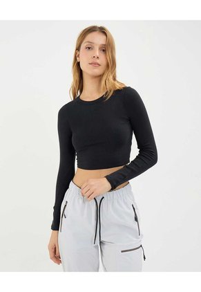 Camiseta Para Mujer Manga Larga Cuello Redondo Color Negro Marca Atmos #31090210