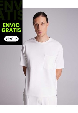 Camiseta Relaxed Fit Manga Corta Con Bolsillo  Para Hombre Marfil Atmos Atmos