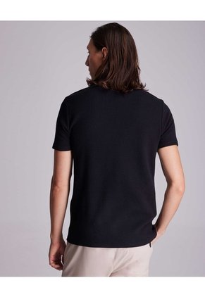 Camiseta Regular Fit Manga Corta Texturizada  Para Hombre Negro Atmos