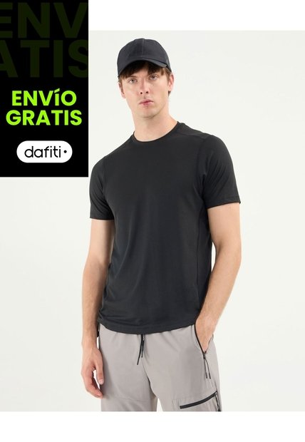 Camiseta Deportiva Manga Corta Regular Fit  Para Hombre Negro Atmos