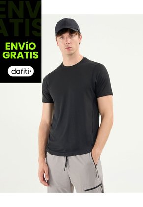 Camiseta Deportiva Manga Corta Regular Fit Para Hombre Negro Atmos