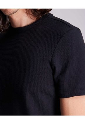 Camiseta Regular Fit Manga Corta Texturizada  Para Hombre Negro Atmos