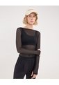 Camiseta Manga Larga En Malla  Para Mujer Negro Atmos de Atmos