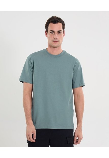 Camiseta Básica Manca Corta Oversize  Para Hombre Verde Atmos