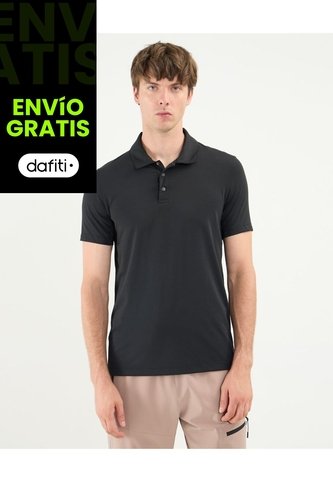 Polo Deportiva Manga Corta  Para Hombre Negro Atmos Atmos