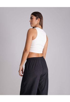 Crop Top Acanalado Para Mujer Marfil Atmos