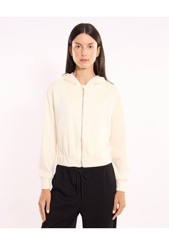 Buzo Hoodie Crop Full Zipper Plush  Para Mujer Blanco Atmos Atmos
