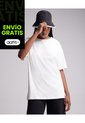 Camiseta Oversize Básica Para Mujer  Deportiva  Color Marfil Marca Atmos de Atmos