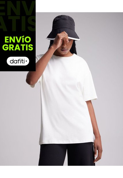 Camiseta Oversize Básica Para Mujer  Deportiva  Color Marfil Marca Atmos