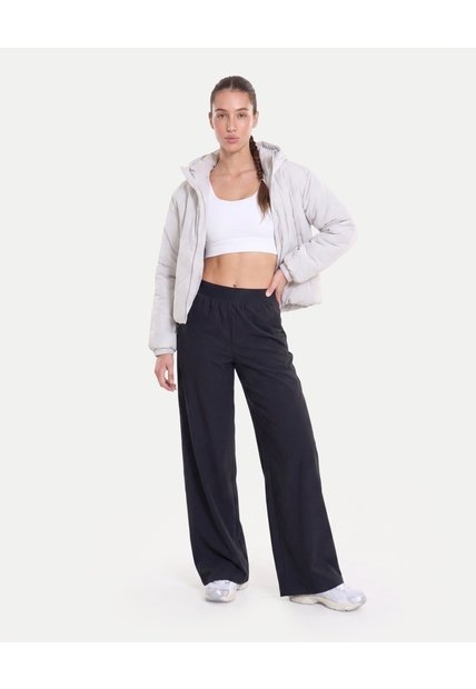 Chaqueta Acolchada Con Cortes Laterales  Para Mujer Gris Atmos