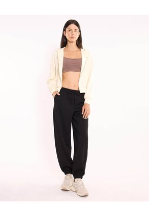 Buzo Hoodie Crop Full Zipper Plush  Para Mujer Blanco Atmos