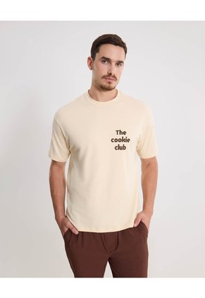 Camiseta Oversize Con Estampado Para Hombre Crema Atmos