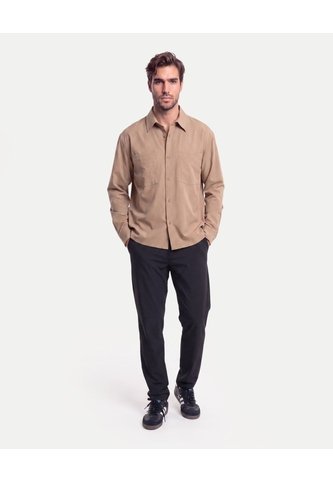Camisa Técnica Con Bolsillo Práctica  Para Hombre Café Atmos Atmos