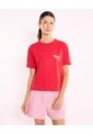 Camiseta Amplia Con Estampado  Para Mujer Rojo Atmos de Atmos
