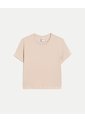 Camiseta Boxy Básica  Para Mujer Crema Atmos de Atmos