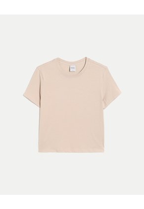 Camiseta Boxy Básica Para Mujer Crema Atmos