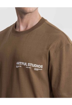 Camiseta Manga Corta Con Screen  Para Hombre Café Atmos