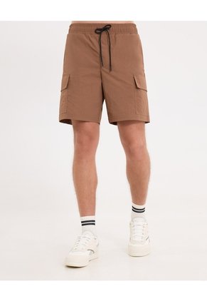Short Cargo Con Cordón Ajustable Para Hombre Café Atmos
