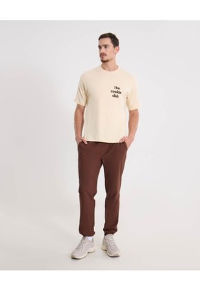 Camiseta Oversize Con Estampado Para Hombre Crema Atmos