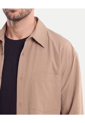 Camisa Técnica Con Bolsillo Práctica  Para Hombre Café Atmos