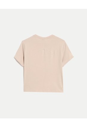 Camiseta Boxy Básica Para Mujer Crema Atmos