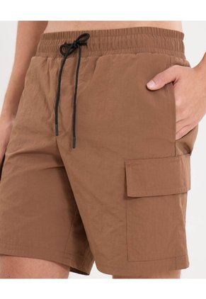 Short Cargo Con Cordón Ajustable Para Hombre Café Atmos