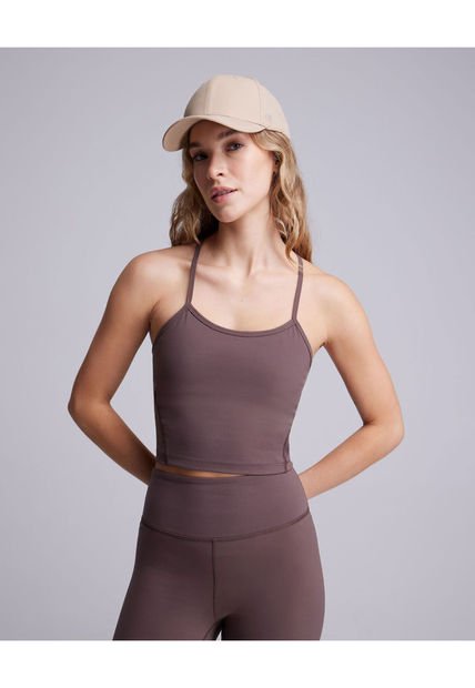 Crop Top Para Mujer Manga Sisa Color Café  Marca Atmos #31090091