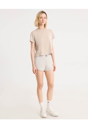Camiseta Boxy Básica Para Mujer Crema Atmos