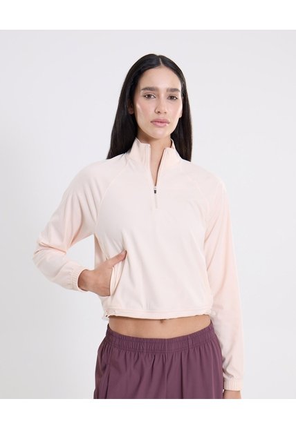 Buzo Cuello Alto Con Bolsillos  Para Mujer Rosado Atmos