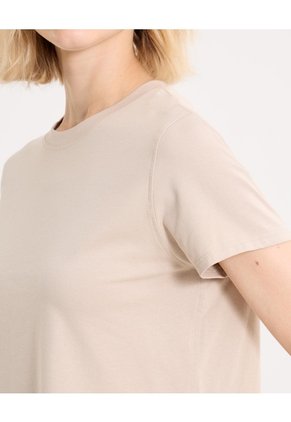 Camiseta Boxy Básica Para Mujer Crema Atmos