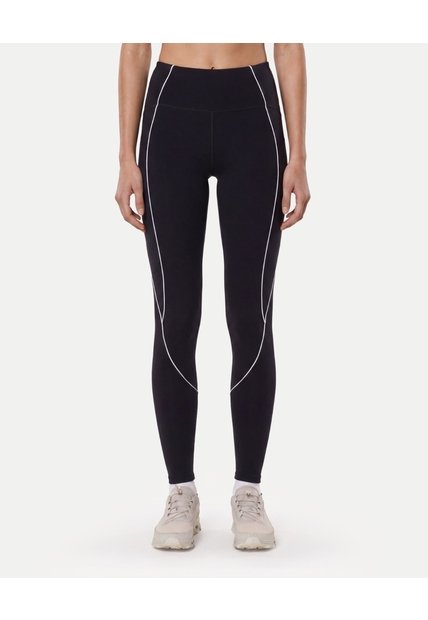 Leggins Regular Piping Contraste  Para Mujer Negro Atmos