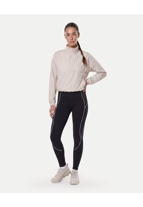 Leggins Regular Piping Contraste Para Mujer Negro Atmos