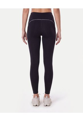 Leggins Regular Piping Contraste Para Mujer Negro Atmos