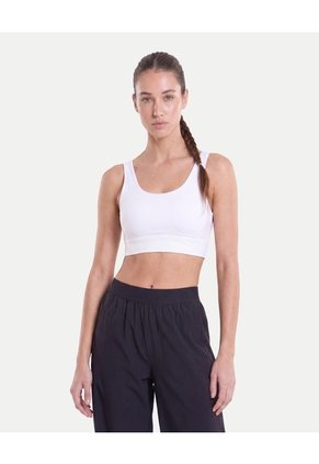 Top Soporte Medio Escote U Copas  Para Mujer Blanco Atmos