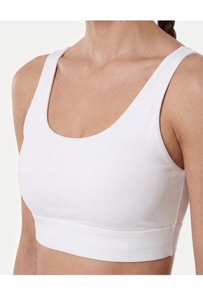 Top Soporte Medio Escote U Copas  Para Mujer Blanco Atmos