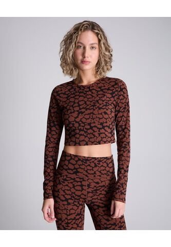 Crop Top Para Mujer Manga Larga Color Café  Marca Atmos #31090185 Atmos