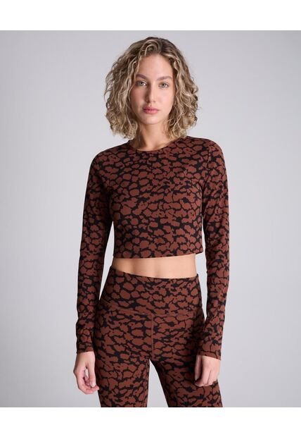 Crop Top Para Mujer Manga Larga Color Café  Marca Atmos #31090185