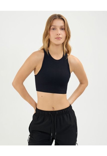 Top Seamless Cuello Halter  Para Mujer Negro Atmos