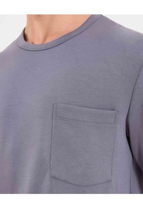 Camiseta Relaxed Fit Manga Corta Con Bolsillo  Para Hombre Gris Atmos