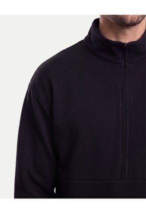 Buzo Half Zipper Corte Alto  Para Hombre Negro Atmos
