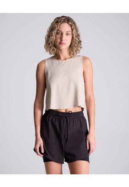 Camiseta Para Mujer Manga Sisa Cuello Redondo Color Beige Marca Atmos #31090182