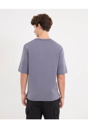 Camiseta Relaxed Fit Manga Corta Con Bolsillo  Para Hombre Gris Atmos