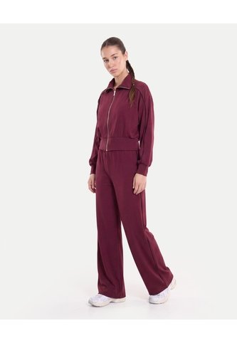 Buzo Full Zipper Piping Plush  Para Mujer Vino Atmos Atmos
