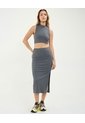 Camiseta Crop Top Cuello Alto  Para Mujer Gris Atmos de Atmos