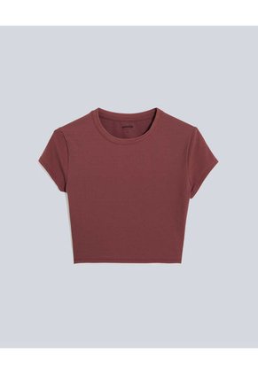 Camiseta Para Mujer Manga Corta Cuello Redondo Color Vino Marca Atmos #31090222